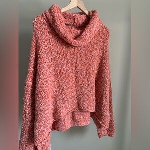 Free People oversized crop cowl neck sweater size L